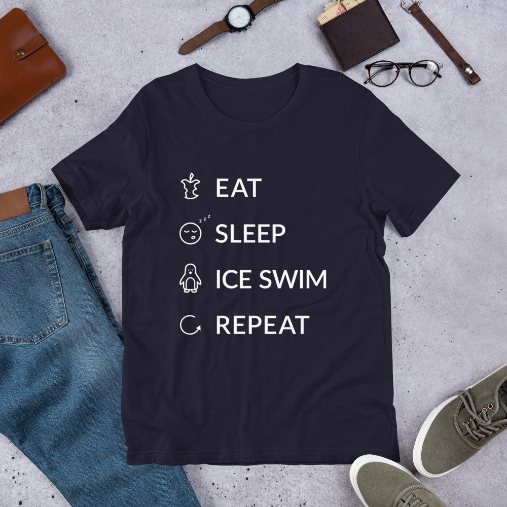 Eat Sleep Ice Swim Repeat Finnish Winter T-Shirt - Finnish t-shirt from Very Finnish Problems