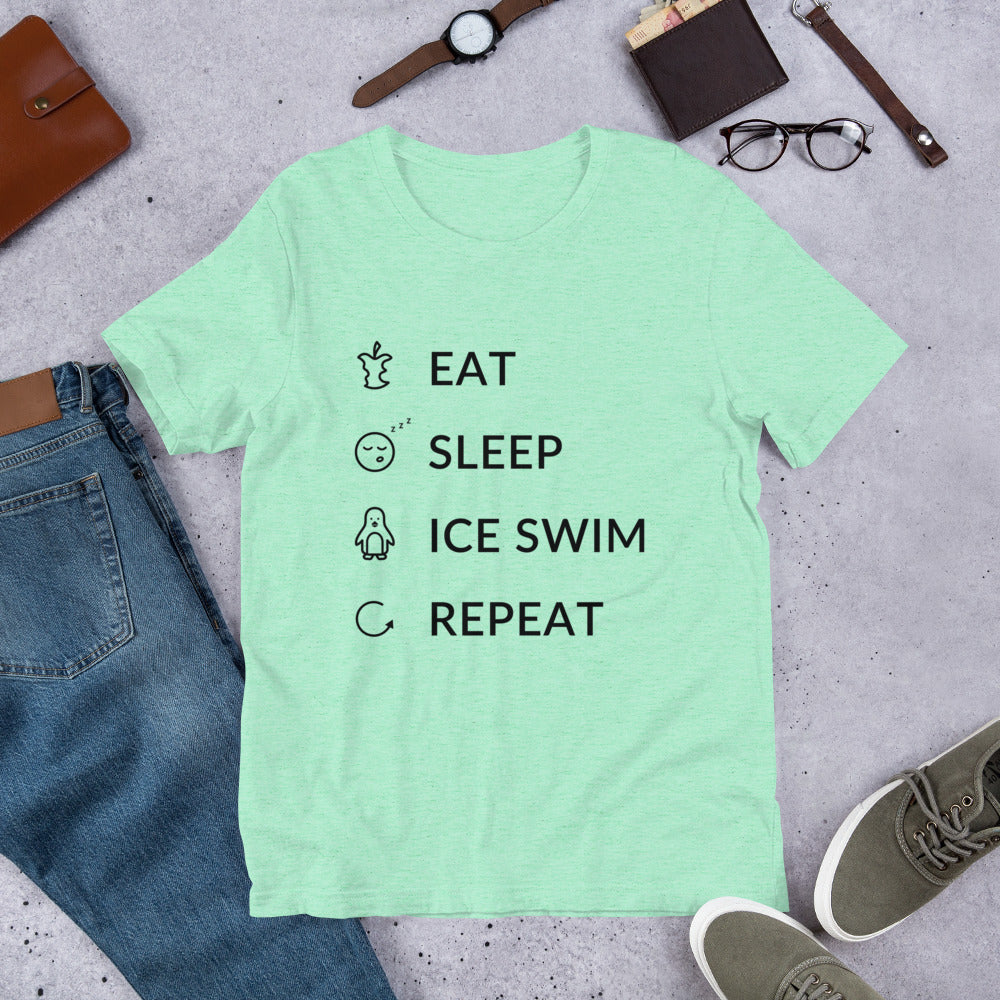 Eat Sleep Ice Swim Repeat Finnish Winter T-Shirt - Finnish t-shirt from Very Finnish Problems