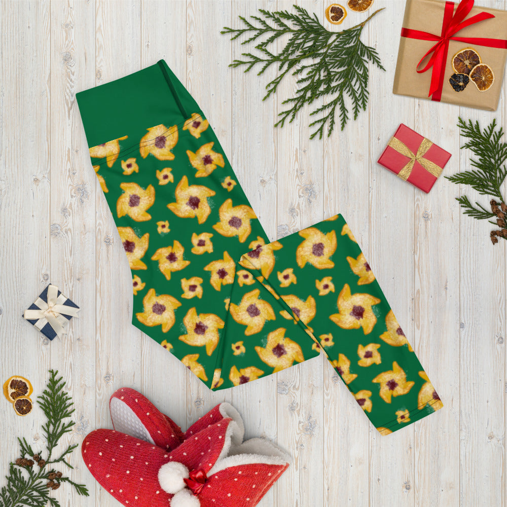 Joulutorttu Yoga Finnish Holiday Leggings - Finnish leggings from Very Finnish Problems