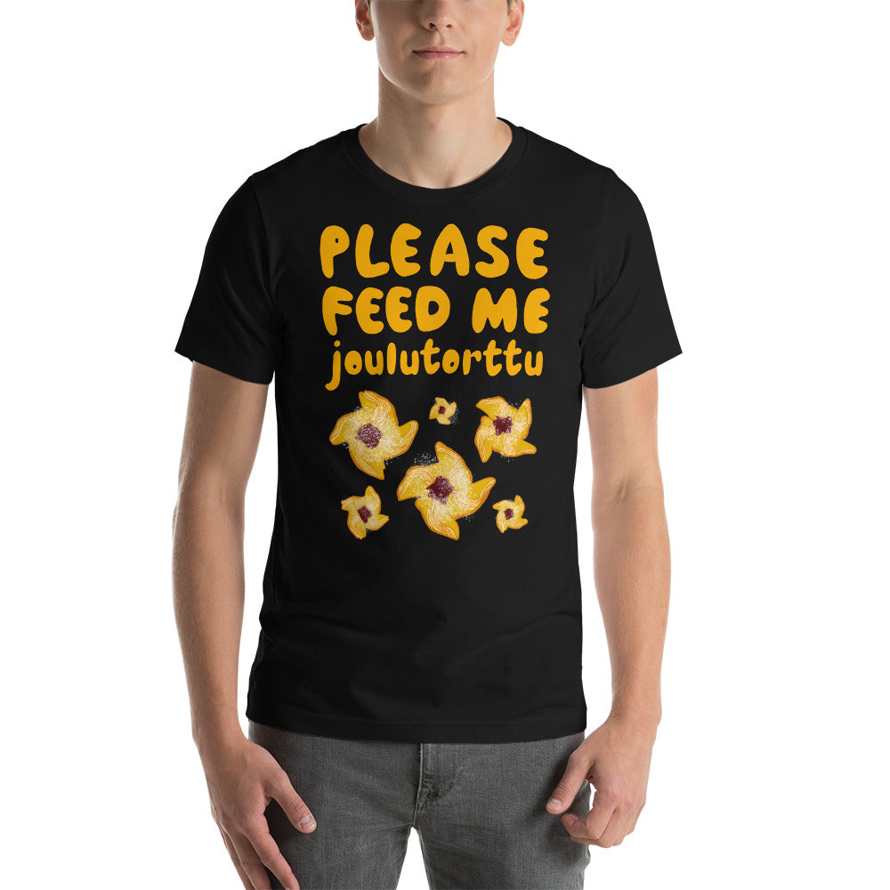 Feed me Joulutorttu Finnish Holiday T-Shirt - alternate view - Very Finnish Problems