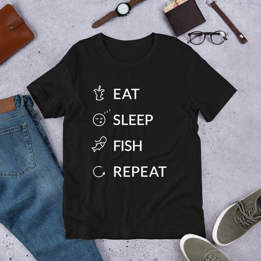 Eat Sleep Fish Repeat Finnish Food T-Shirt - Very Finnish Problems official t-shirt