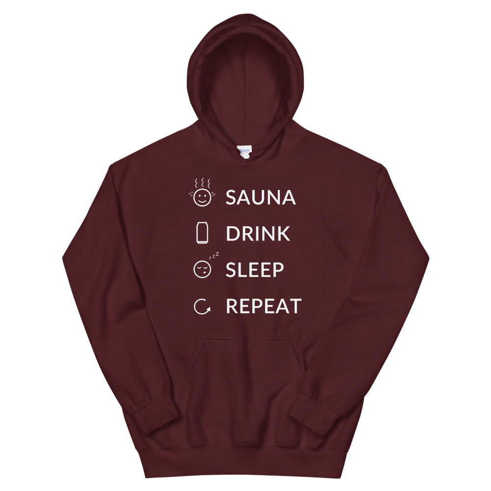 Sauna, Drink, Sleep, Repeat Unisex Hoodie - Finnish hoodie from Very Finnish Problems