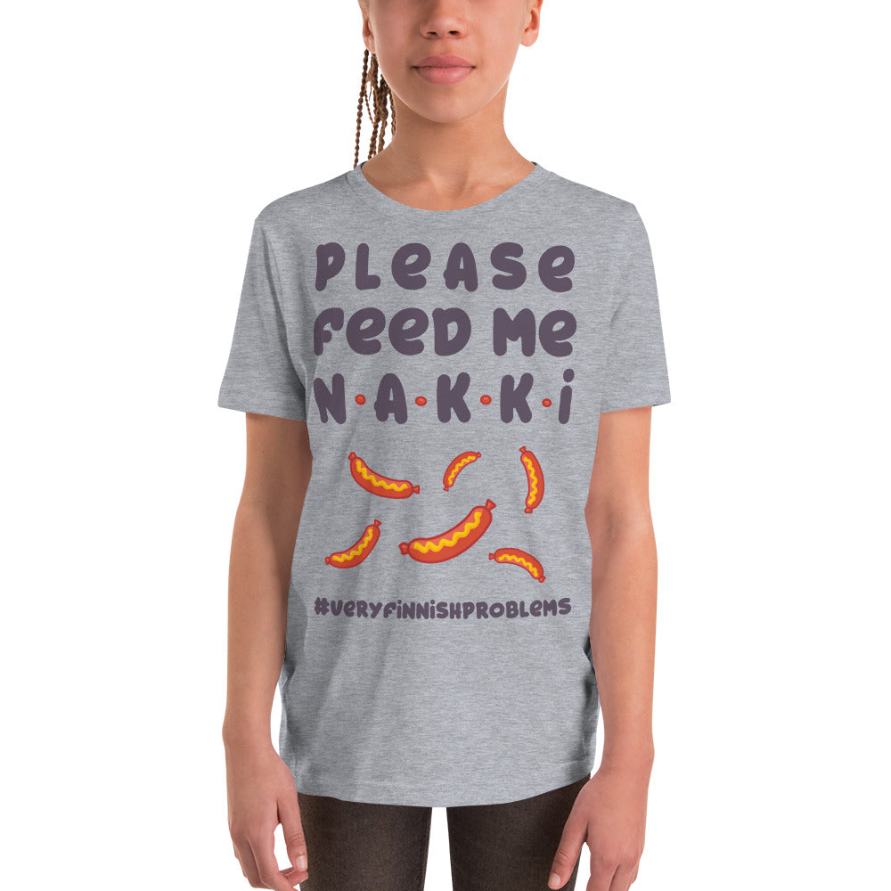 Feed Me Nakki Finnish Food Youth T-Shirt - alternate view - Very Finnish Problems