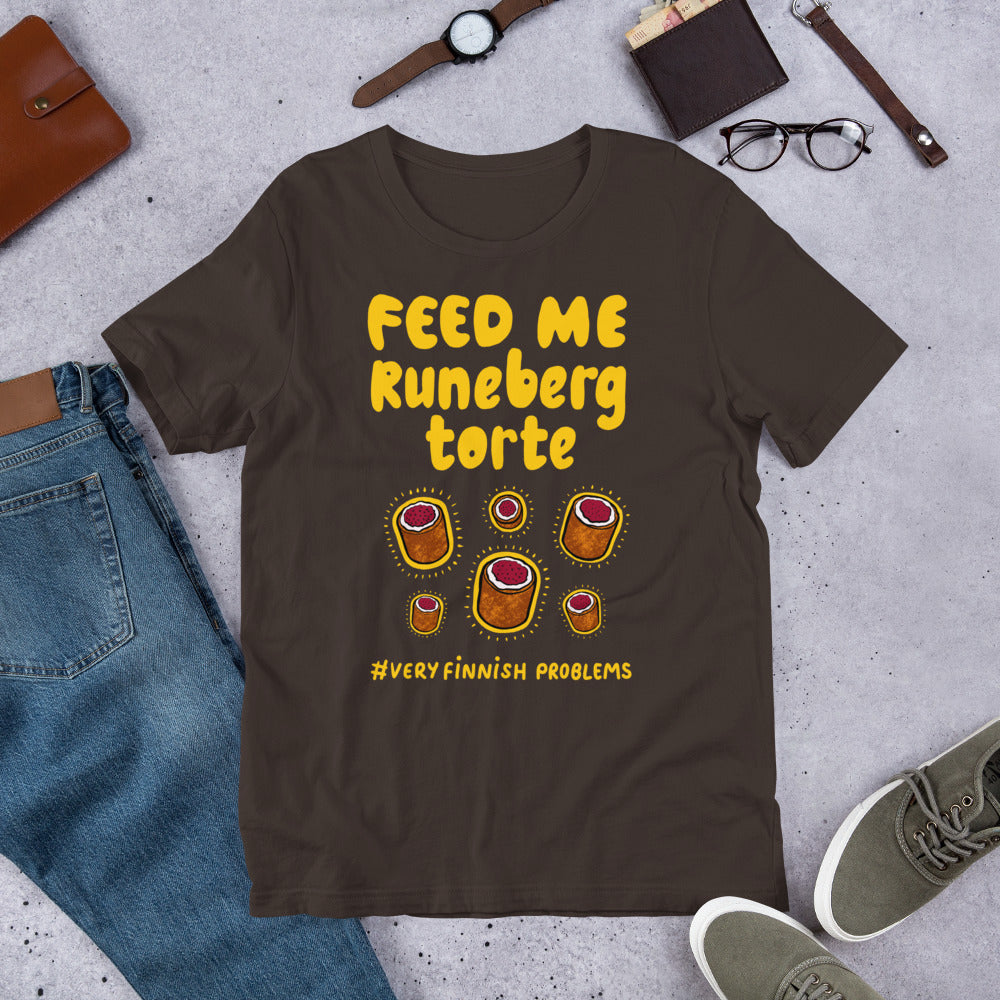 Feed Me Runeberg Torte Finnish Food T-Shirt - Finnish t-shirt from Very Finnish Problems