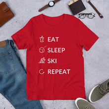 Load image into Gallery viewer, Eat Sleep Ski Repeat Unisex T-Shirt
