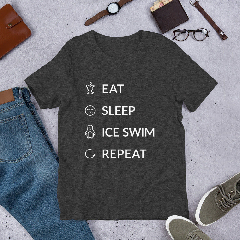 Eat Sleep Ice Swim Repeat Finnish Winter T-Shirt - Finnish t-shirt from Very Finnish Problems