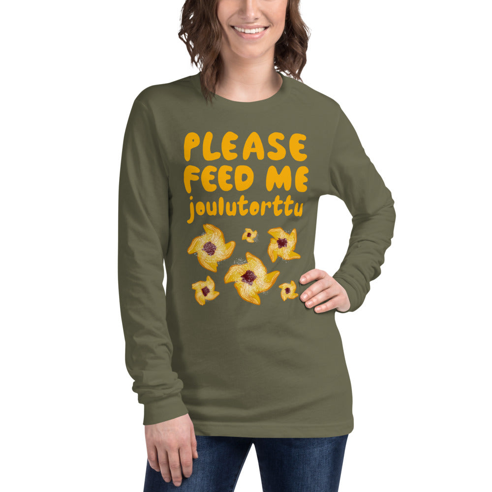 Feed me Joulutorttu Finnish Long Sleeve Tee - Finnish long sleeve tee from Very Finnish Problems