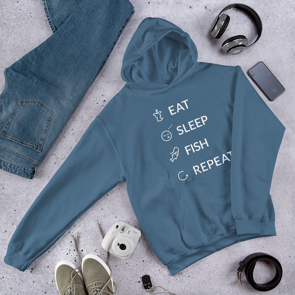 Eat Sleep Fish Repeat Finnish Food Hoodie - Finnish hoodie from Very Finnish Problems