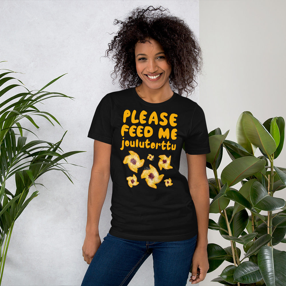 Feed me Joulutorttu Finnish Holiday T-Shirt - Very Finnish Problems official t-shirt