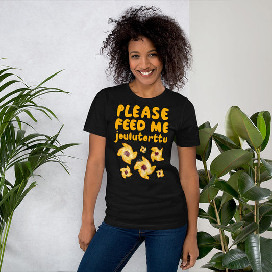 Feed me Joulutorttu Finnish Holiday T-Shirt - Very Finnish Problems official t-shirt