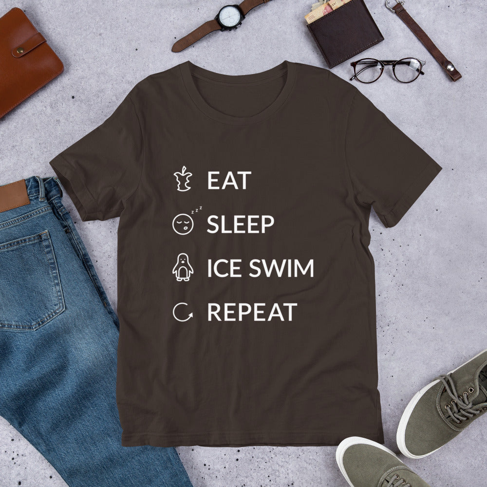 Eat Sleep Ice Swim Repeat Finnish Winter T-Shirt - Finnish t-shirt from Very Finnish Problems