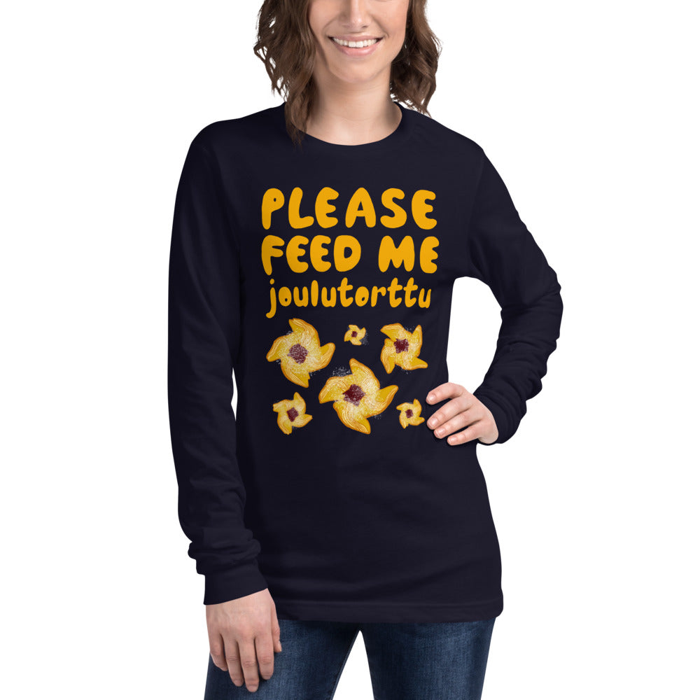 Feed me Joulutorttu Finnish Long Sleeve Tee - Finnish long sleeve tee from Very Finnish Problems