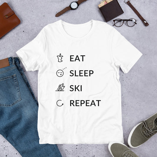 Eat Sleep Ski Repeat Finnish Winter T-Shirt - Very Finnish Problems official t-shirt