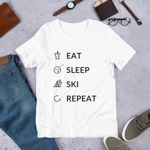 Eat Sleep Ski Repeat Unisex T-Shirt