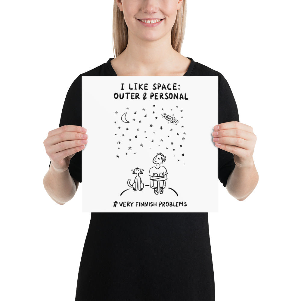 I like Space: Outer and Personal Finnish Poster - Finnish poster from Very Finnish Problems