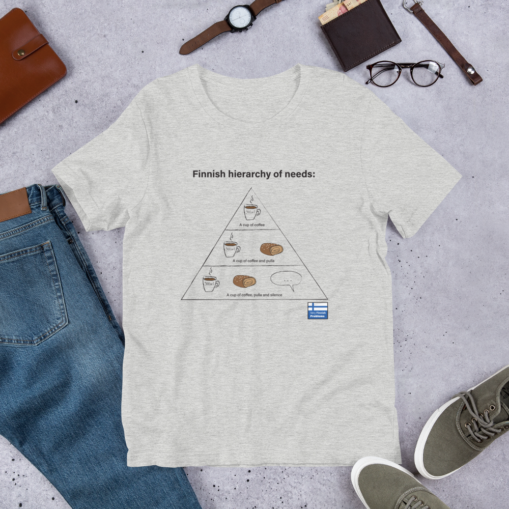 Hierarchy of Needs Finnish Coffee T-Shirt - alternate view - Very Finnish Problems