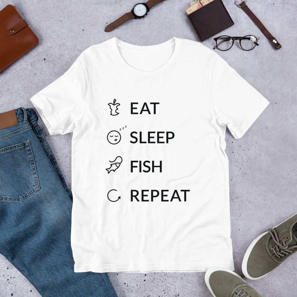 Eat Sleep Fish Repeat Finnish Food T-Shirt - alternate view - Very Finnish Problems