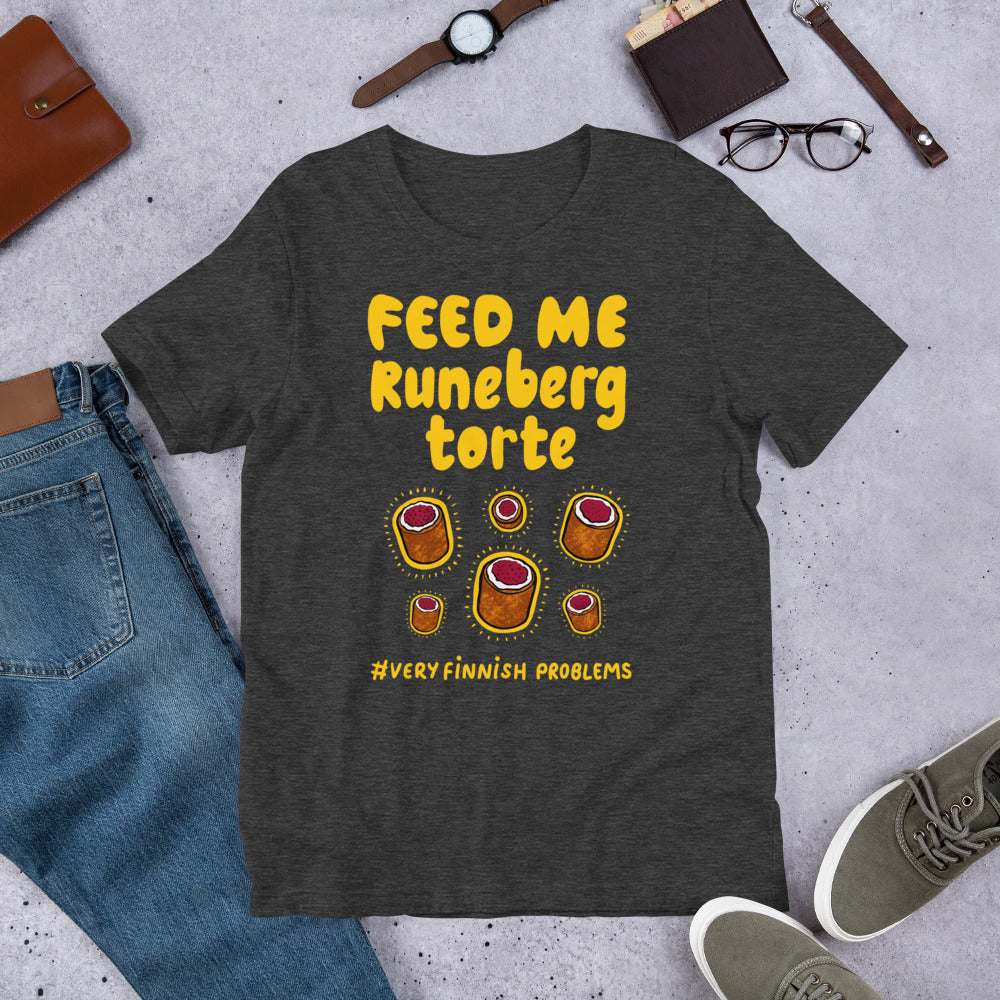 Feed Me Runeberg Torte Finnish Food T-Shirt - Finnish t-shirt from Very Finnish Problems