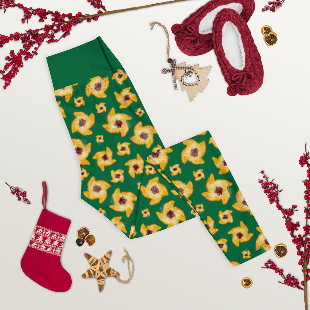 Joulutorttu Yoga Finnish Holiday Leggings - Finnish leggings from Very Finnish Problems