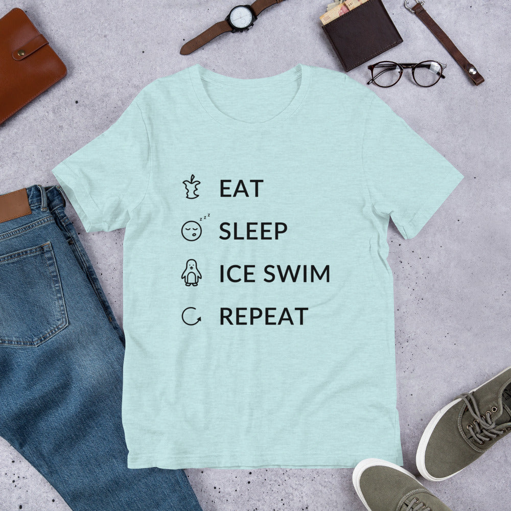 Eat Sleep Ice Swim Repeat Finnish Winter T-Shirt - Finnish t-shirt from Very Finnish Problems