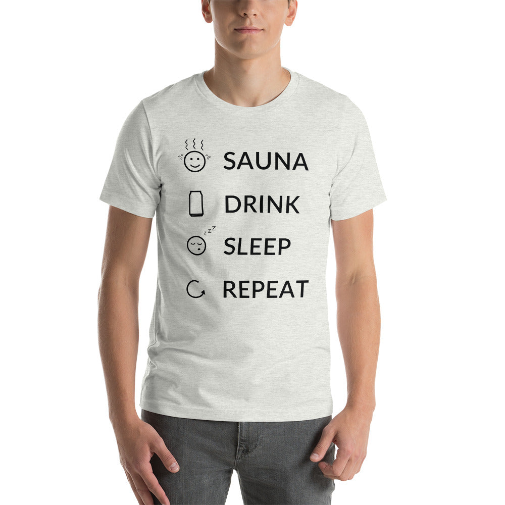 Sauna, Drink, Sleep, Repeat Unisex T-Shirt - Finnish t-shirt from Very Finnish Problems