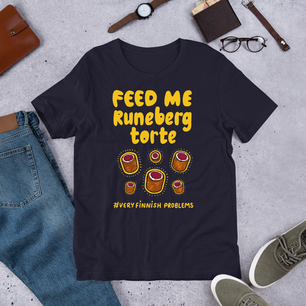 Feed Me Runeberg Torte Finnish Food T-Shirt - Finnish t-shirt from Very Finnish Problems