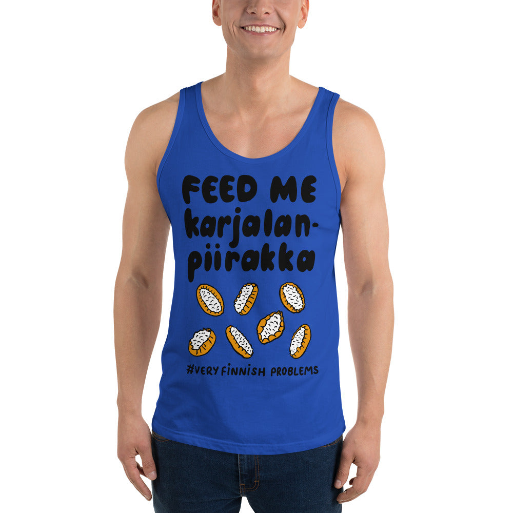 Feed Me Karjalanpiirakka Tank Top Finnish T-Shirt - Finnish t-shirt from Very Finnish Problems