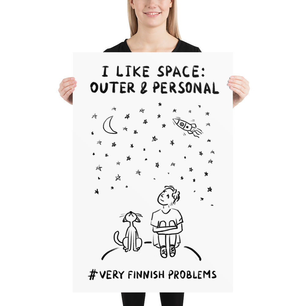 I like Space: Outer and Personal Finnish Poster - Finnish poster from Very Finnish Problems