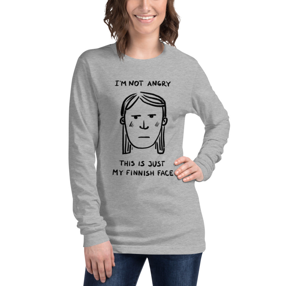 My Finnish face Humour Long Sleeve Tee - Very Finnish Problems official long sleeve tee