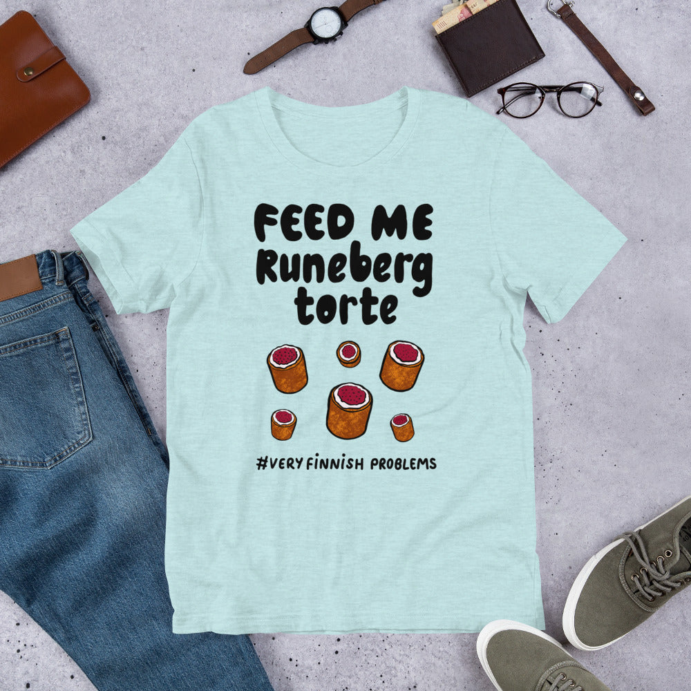 Feed Me Runeberg Torte Finnish Food T-Shirt - Finnish t-shirt from Very Finnish Problems