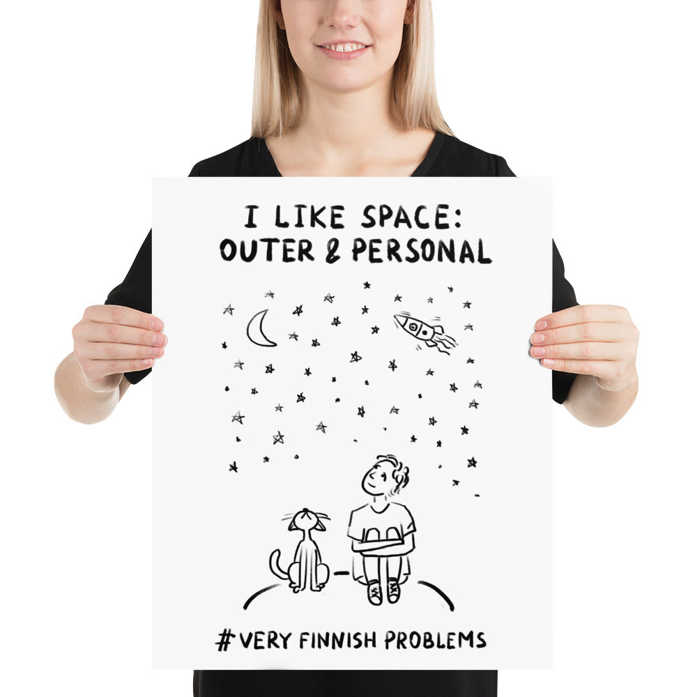 I like Space: Outer and Personal Finnish Poster - Finnish poster from Very Finnish Problems