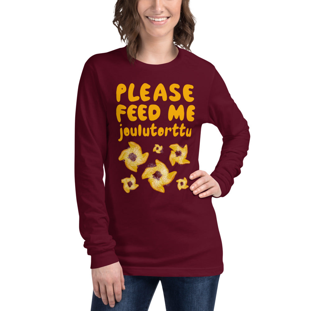 Feed me Joulutorttu Finnish Long Sleeve Tee - Very Finnish Problems official long sleeve tee