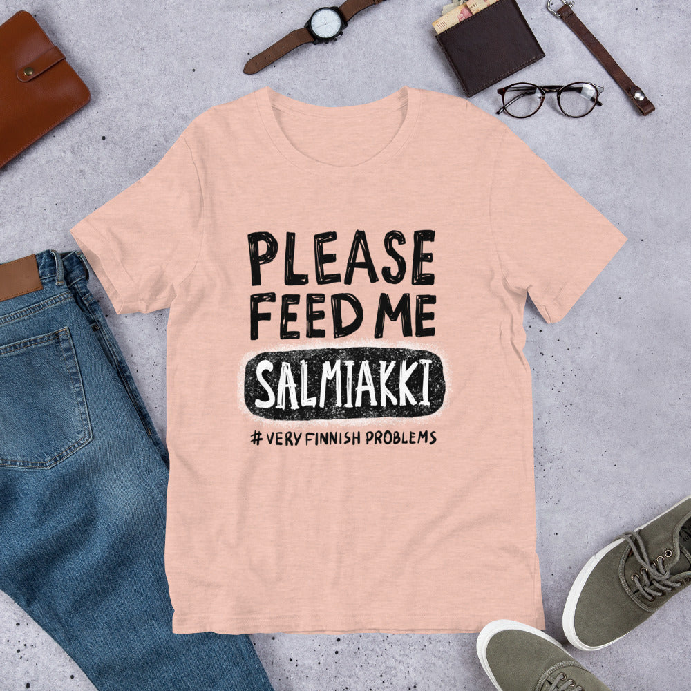 Feed Me Salmiakki Finnish Food T-Shirt - Finnish t-shirt from Very Finnish Problems