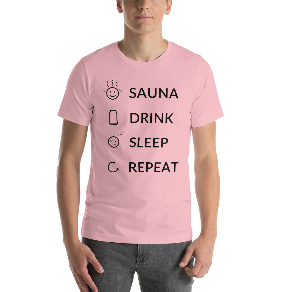 Sauna, Drink, Sleep, Repeat Unisex T-Shirt - Finnish t-shirt from Very Finnish Problems