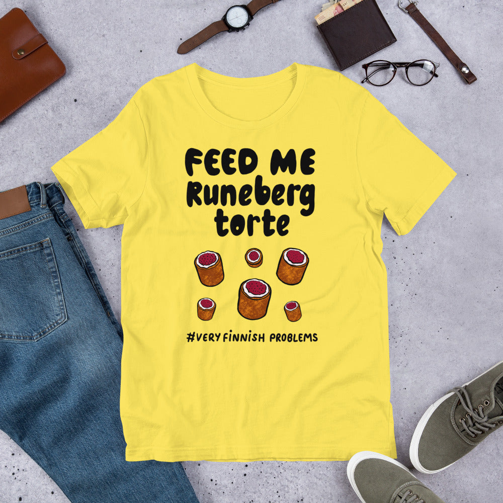 Feed Me Runeberg Torte Finnish Food T-Shirt - Finnish t-shirt from Very Finnish Problems