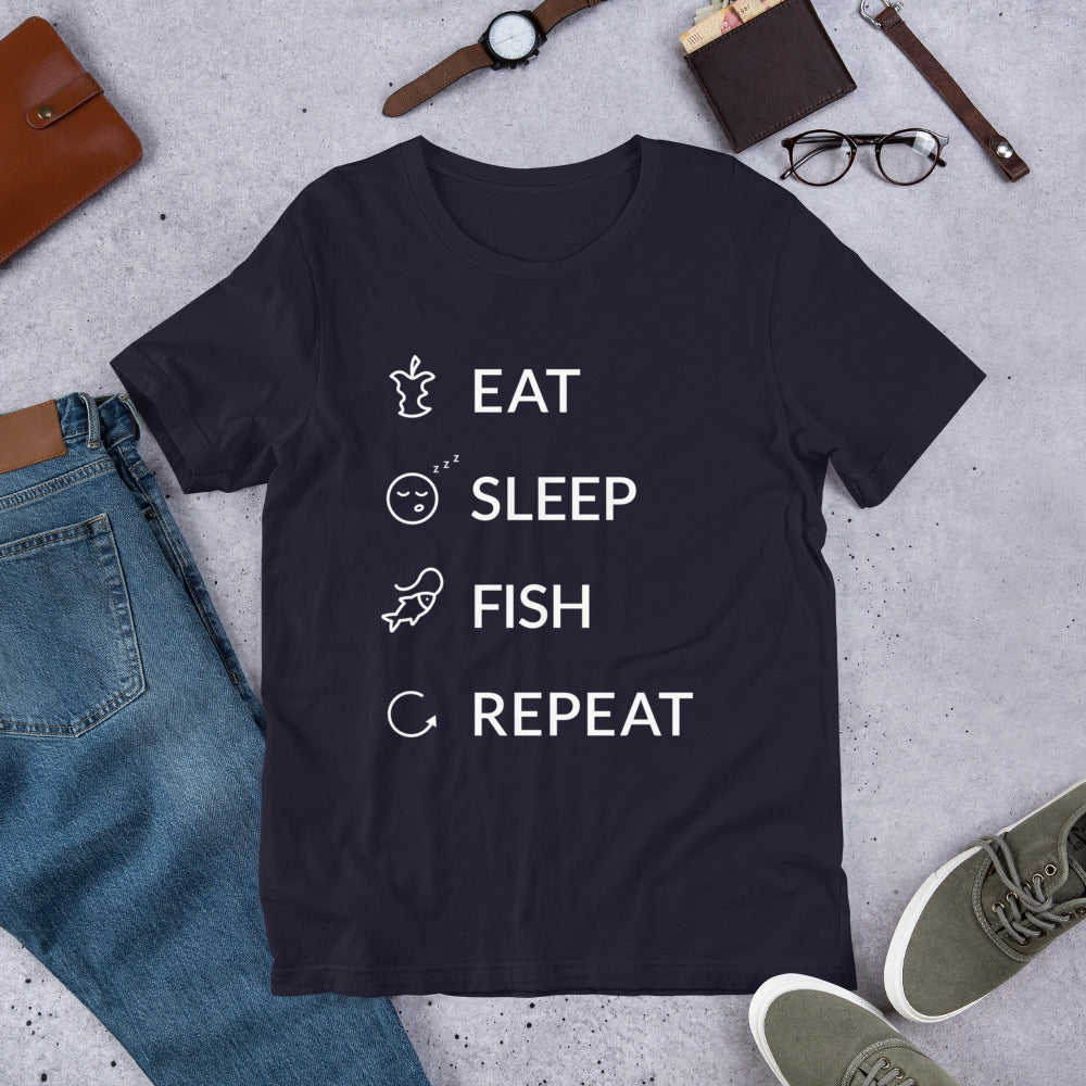 Eat Sleep Fish Repeat Finnish Food T-Shirt - Finnish t-shirt from Very Finnish Problems
