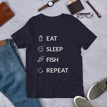 Load image into Gallery viewer, Eat Sleep Fish Repeat Unisex T-Shirt
