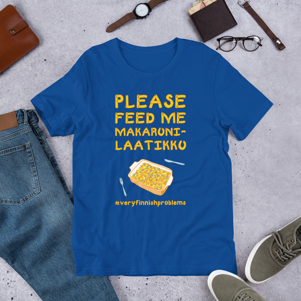 Feed Me Makaronilaatikko Finnish Food T-Shirt - Finnish t-shirt from Very Finnish Problems