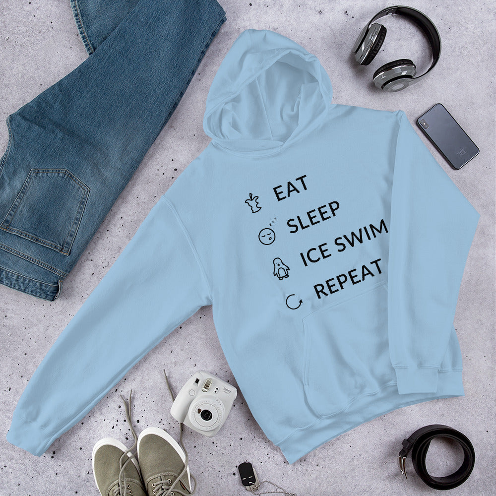 Eat Sleep Ice Swim Repeat Finnish Winter Hoodie - Finnish hoodie from Very Finnish Problems