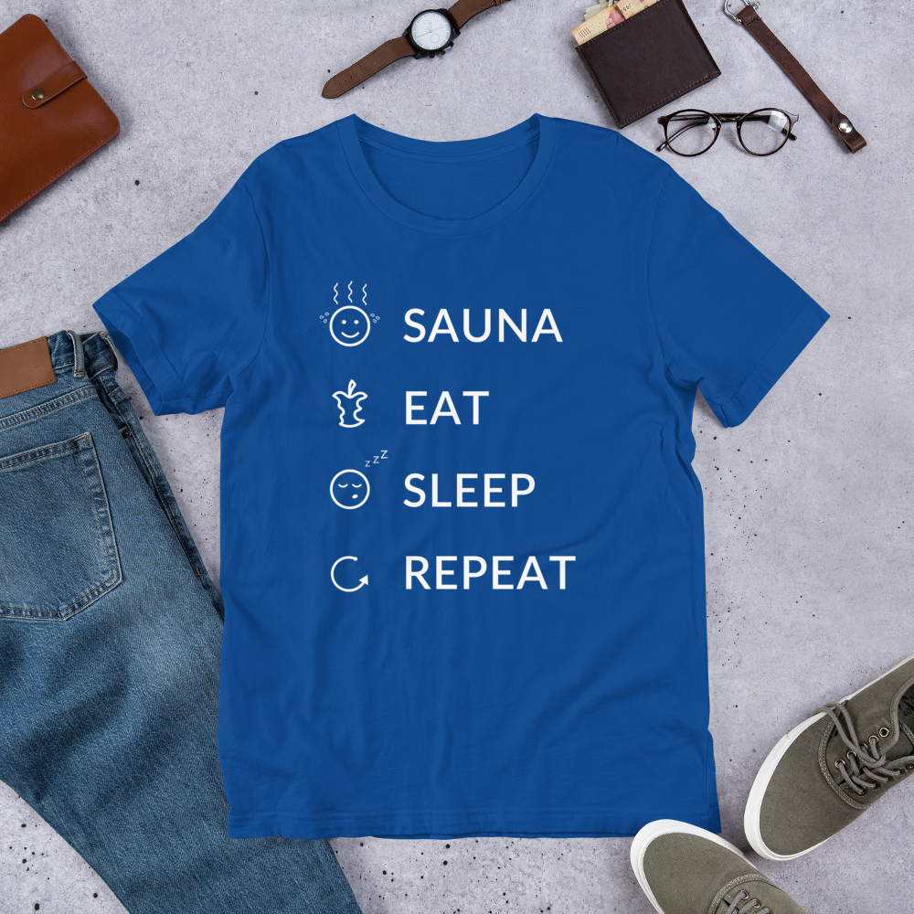 Sauna, Eat, Sleep, Repeat Finnish T-Shirt - alternate view - Very Finnish Problems
