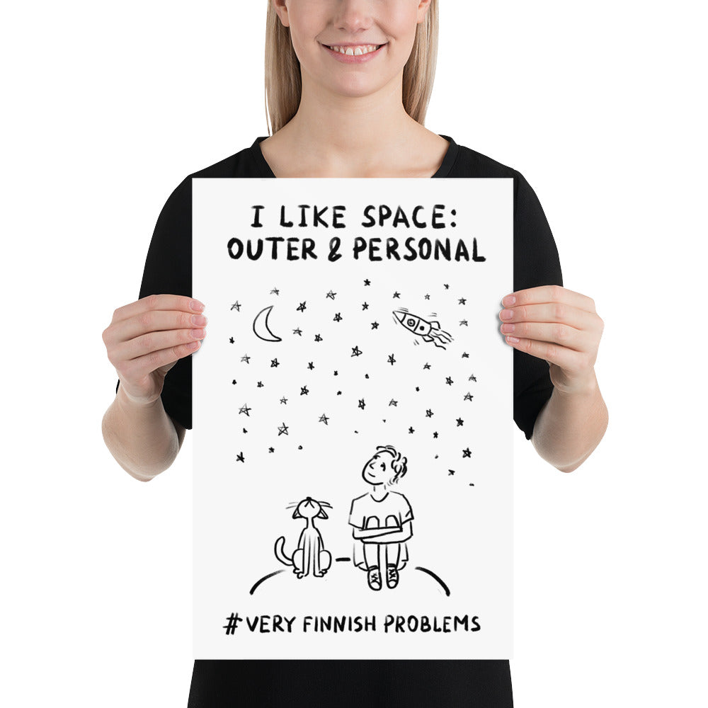 I like Space: Outer and Personal Finnish Poster - Finnish poster from Very Finnish Problems