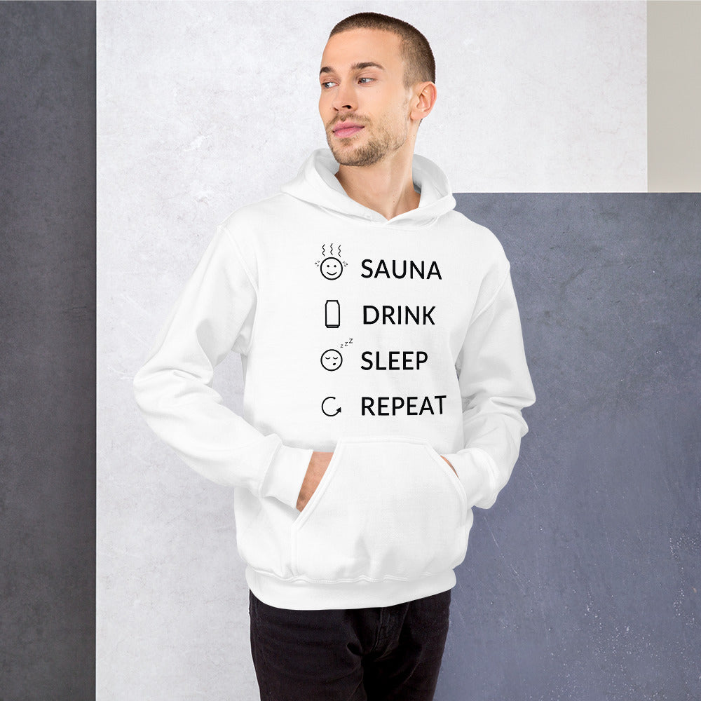 Sauna, Drink, Sleep, Repeat Unisex Hoodie - Finnish hoodie from Very Finnish Problems