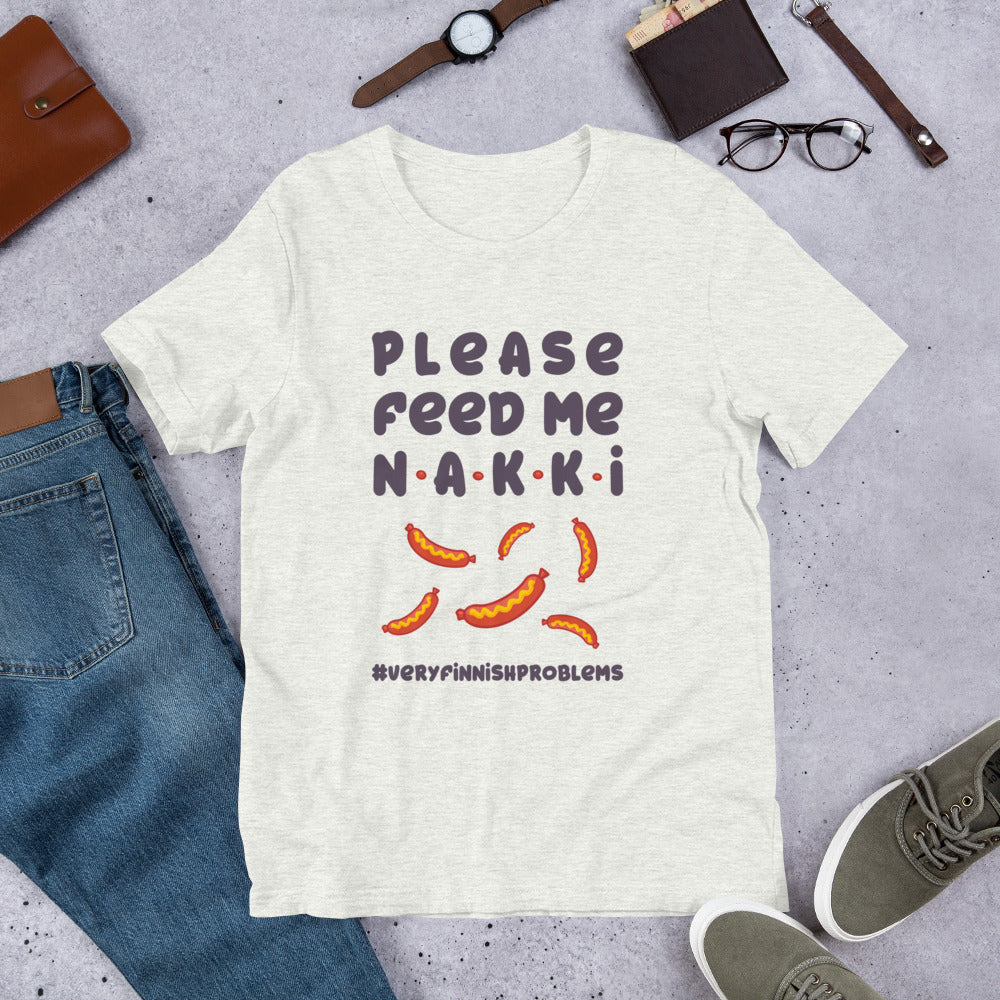 Feed Me Nakki Finnish Food T-Shirt - Finnish t-shirt from Very Finnish Problems