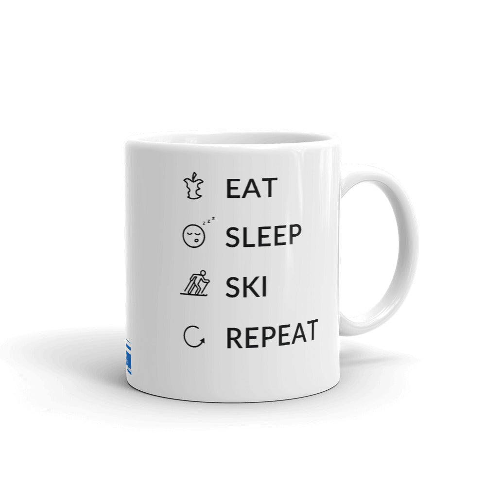 Eat Sleep Ski Repeat Finnish Winter Mug - Very Finnish Problems official mug