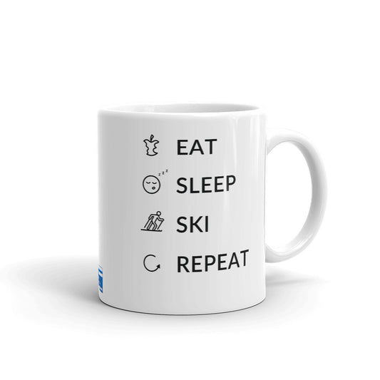 Eat Sleep Ski Repeat Finnish Winter Mug - Very Finnish Problems official mug