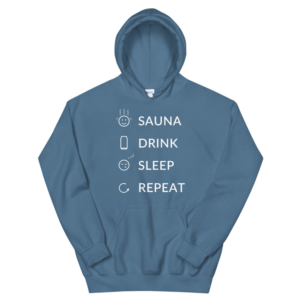 Sauna, Drink, Sleep, Repeat Unisex Hoodie - Finnish hoodie from Very Finnish Problems