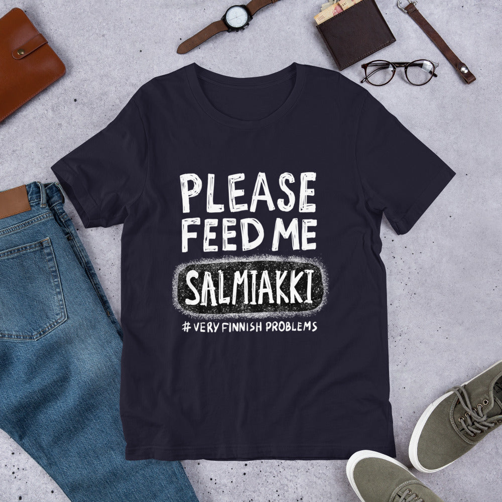 Feed Me Salmiakki Finnish Food T-Shirt - Finnish t-shirt from Very Finnish Problems