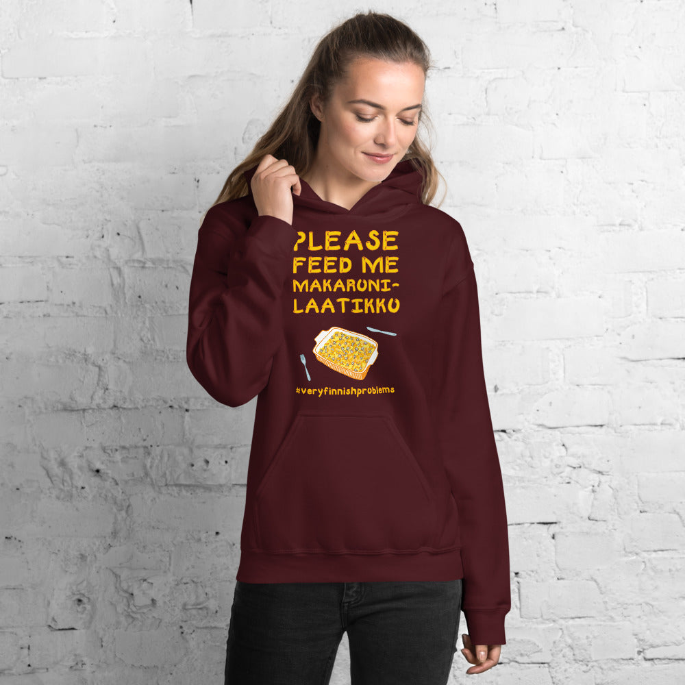 Feed Me Makaronilaatikko Finnish Food Hoodie - alternate view - Very Finnish Problems
