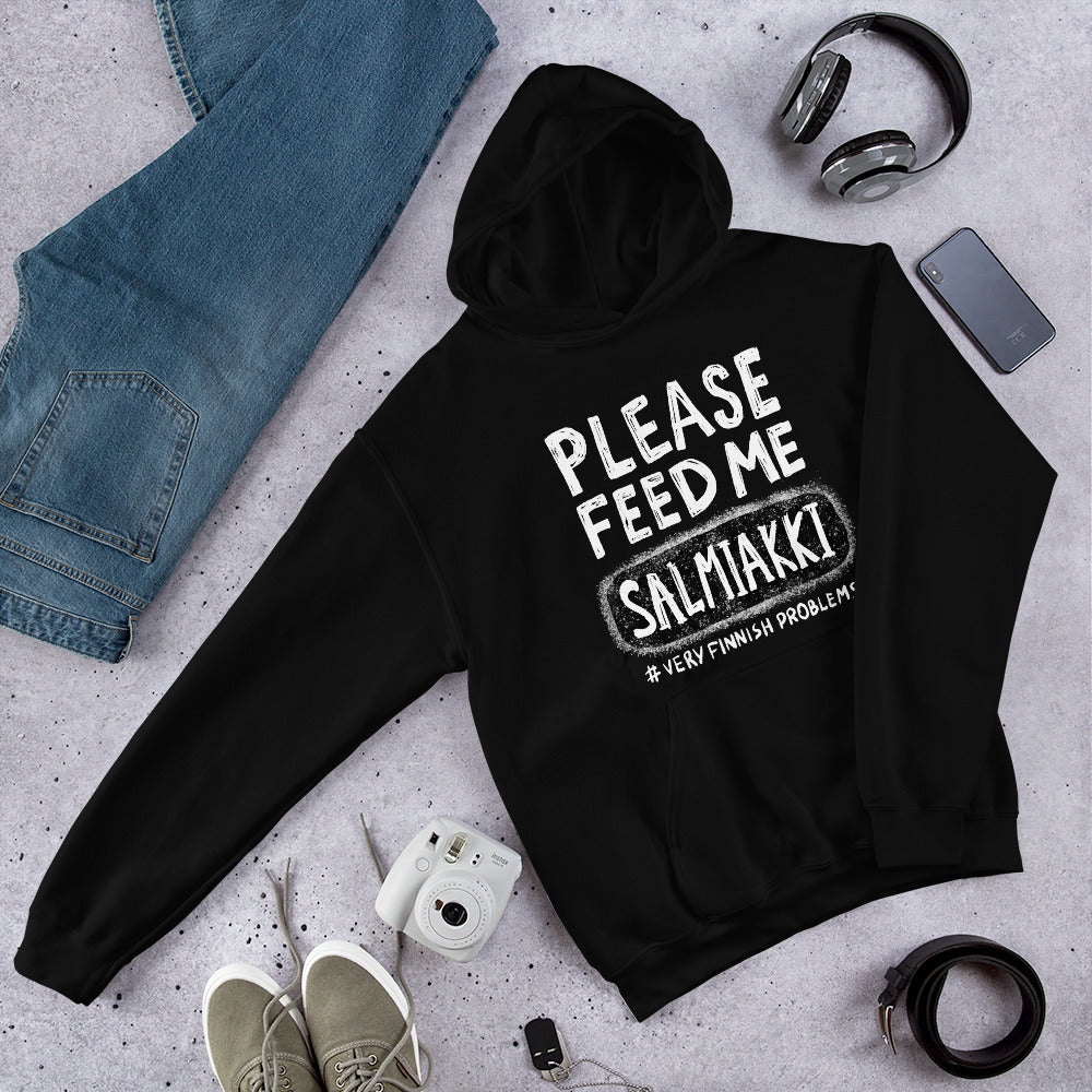 Feed Me Salmiakki Finnish Food Hoodie - alternate view - Very Finnish Problems