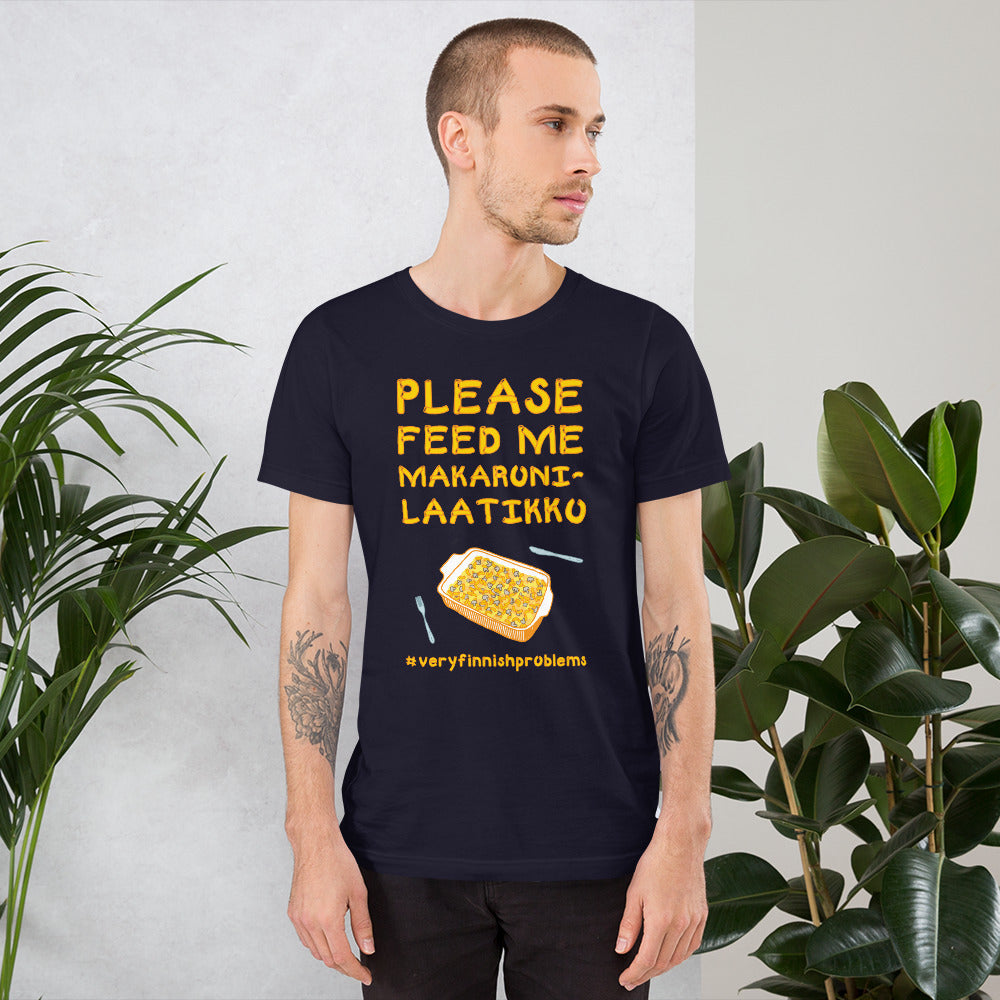 Feed Me Makaronilaatikko Finnish Food T-Shirt - alternate view - Very Finnish Problems